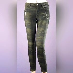 Zara Basic Z1975 Jeans Skinny Crop Ankle Moto Stretch Camo ZIP pocket Size 8